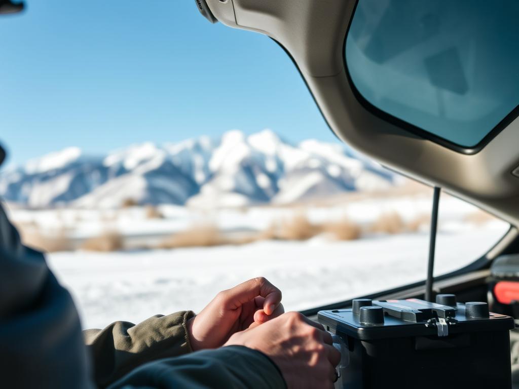Vehicle being prepared for winter shipping in Utah Vehicle being prepared for winter shipping in Utah