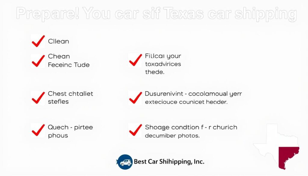 Vehicle preparation checklist for Texas car shipping