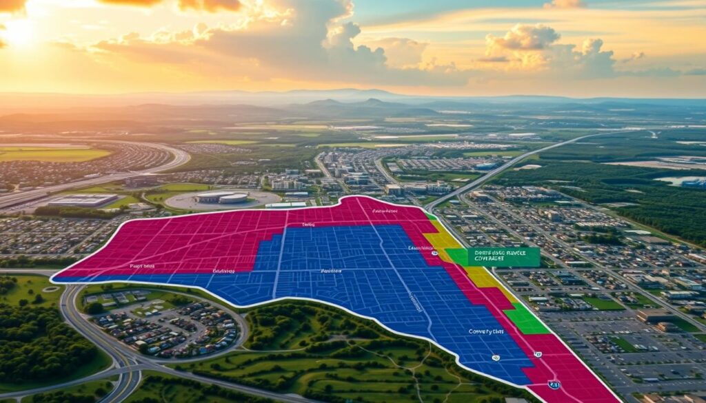 A detailed city map of Port Orange, Florida, showcasing the area's service coverage. The map features prominent landmarks, highways, and residential/commercial zones in a realistic, highly detailed style. The foreground depicts a colorful overlay of service coverage zones, with clear delineation of coverage areas. The middle ground shows the city's street grid and major thoroughfares, while the background features lush greenery, rolling hills, and a vibrant sky with realistic lighting and atmospheric perspective. The overall composition conveys a sense of comprehensive service and accessibility within the Port Orange region. A detailed city map of Port Orange, Florida, showcasing the area's service coverage. The map features prominent landmarks, highways, and residential/commercial zones in a realistic, highly detailed style. The foreground depicts a colorful overlay of service coverage zones, with clear delineation of coverage areas. The middle ground shows the city's street grid and major thoroughfares, while the background features lush greenery, rolling hills, and a vibrant sky with realistic lighting and atmospheric perspective. The overall composition conveys a sense of comprehensive service and accessibility within the Port Orange region.