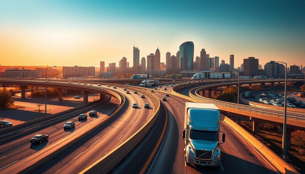 A majestic US-75 SH-121 interchange in Allen, TX, bathed in warm, golden sunlight. The sweeping curves of the elevated highway stretch out before us, with cars and trucks seamlessly navigating the fluid traffic flow. In the foreground, a well-maintained car carrier truck waits patiently, ready to transport vehicles with the utmost care and precision. The background showcases the vibrant, modern skyline of Allen, a testament to the city's commitment to reliable infrastructure and efficient transportation. This scene captures the essence of a reliable auto transport service, providing a safe and smooth journey for every vehicle entrusted to its care. A majestic US-75 SH-121 interchange in Allen, TX, bathed in warm, golden sunlight. The sweeping curves of the elevated highway stretch out before us, with cars and trucks seamlessly navigating the fluid traffic flow. In the foreground, a well-maintained car carrier truck waits patiently, ready to transport vehicles with the utmost care and precision. The background showcases the vibrant, modern skyline of Allen, a testament to the city's commitment to reliable infrastructure and efficient transportation. This scene captures the essence of a reliable auto transport service, providing a safe and smooth journey for every vehicle entrusted to its care.