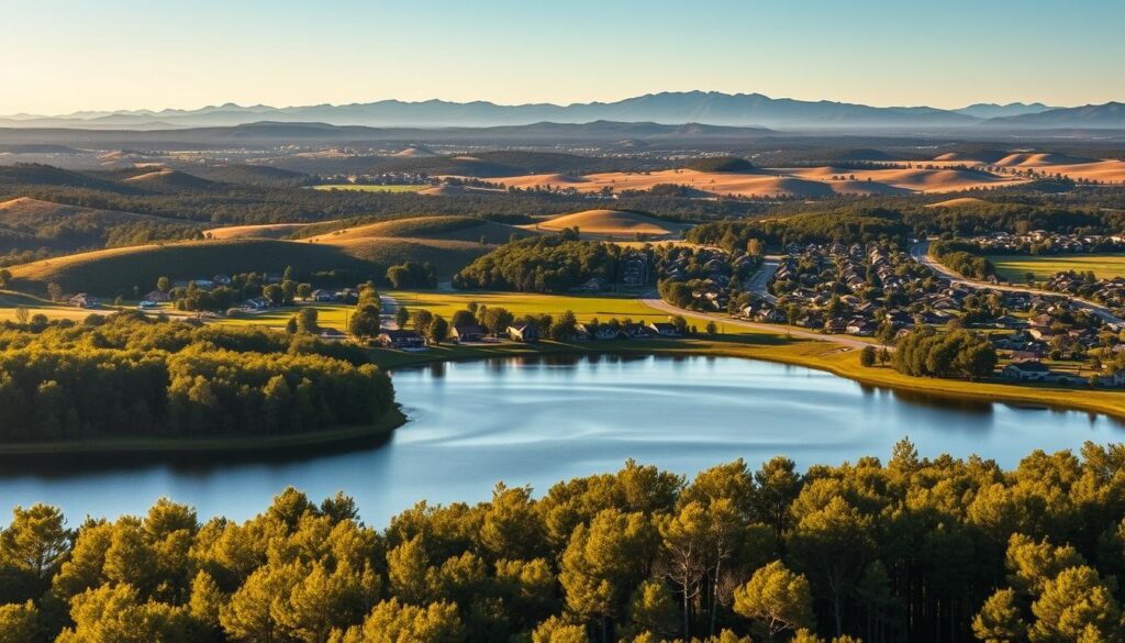 A picturesque lakeside landscape in Lakeland, Florida, bathed in warm, golden sunlight. In the foreground, a serene lake reflects the surrounding lush foliage and cypress trees. In the middle ground, rolling hills dotted with charming homes and businesses, neatly organized along winding roads. In the background, the silhouettes of distant mountains provide a dramatic backdrop. The scene exudes a sense of tranquility and natural beauty, making it an ideal setting for reliable auto transport and car shipping services. A picturesque lakeside landscape in Lakeland, Florida, bathed in warm, golden sunlight. In the foreground, a serene lake reflects the surrounding lush foliage and cypress trees. In the middle ground, rolling hills dotted with charming homes and businesses, neatly organized along winding roads. In the background, the silhouettes of distant mountains provide a dramatic backdrop. The scene exudes a sense of tranquility and natural beauty, making it an ideal setting for reliable auto transport and car shipping services.