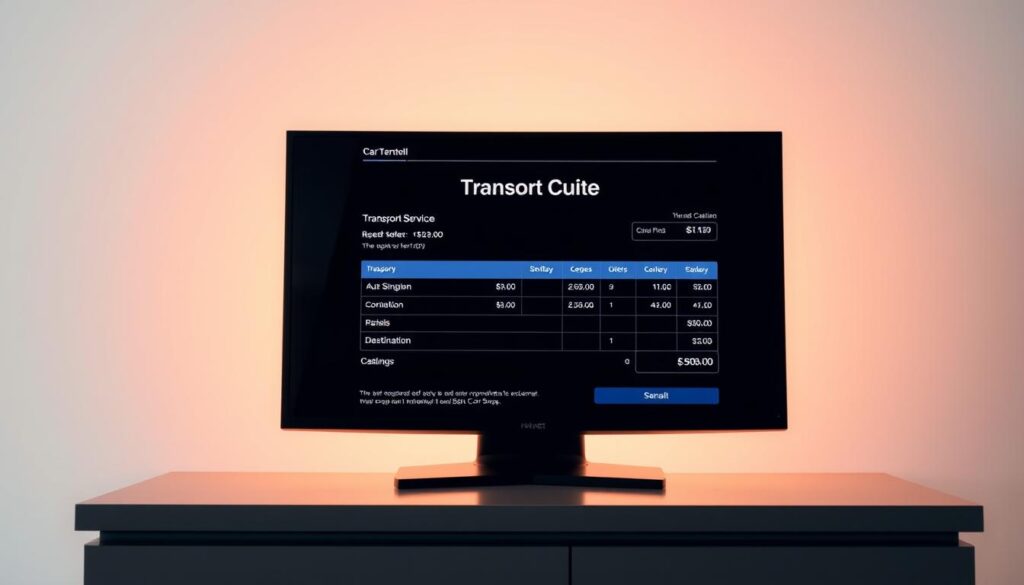 A sleek, modern auto transport quote displayed on a high-resolution digital screen. The screen is set against a clean, minimalist background, with warm, directional lighting illuminating the information. The quote prominently features key details such as the transport service, destination, and pricing, all presented in a clear, easy-to-read typeface. The overall composition conveys a sense of professionalism, reliability, and efficiency, reflecting the trusted auto transport and car shipping services offered by Best Car Shipping in Terrell. A sleek, modern auto transport quote displayed on a high-resolution digital screen. The screen is set against a clean, minimalist background, with warm, directional lighting illuminating the information. The quote prominently features key details such as the transport service, destination, and pricing, all presented in a clear, easy-to-read typeface. The overall composition conveys a sense of professionalism, reliability, and efficiency, reflecting the trusted auto transport and car shipping services offered by Best Car Shipping in Terrell.