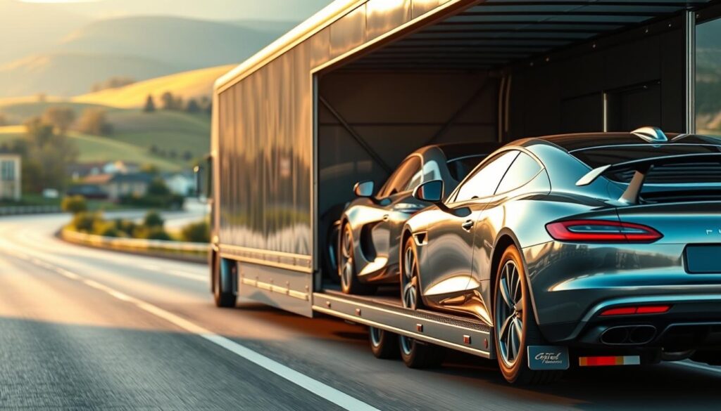 A sleek, modern auto transport truck, its metallic body gleaming under the warm afternoon sun, carefully navigating the winding roads of Alice. In the foreground, the truck's cargo bay is securely loaded with several gleaming luxury vehicles, their exteriors polished to a high shine. The mid-ground features the picturesque scenery of Alice, with rolling hills, lush greenery, and the occasional quaint building in the distance. The background is softly blurred, creating a sense of depth and focus on the central subject. The lighting is natural and diffused, casting gentle shadows and highlights that accentuate the curves and details of the vehicles. The overall atmosphere conveys a sense of professionalism, reliability, and attention to detail - perfectly capturing the essence of the "Why Choose Our Auto Transport and Car Shipping in Alice" section. A sleek, modern auto transport truck, its metallic body gleaming under the warm afternoon sun, carefully navigating the winding roads of Alice. In the foreground, the truck's cargo bay is securely loaded with several gleaming luxury vehicles, their exteriors polished to a high shine. The mid-ground features the picturesque scenery of Alice, with rolling hills, lush greenery, and the occasional quaint building in the distance. The background is softly blurred, creating a sense of depth and focus on the central subject. The lighting is natural and diffused, casting gentle shadows and highlights that accentuate the curves and details of the vehicles. The overall atmosphere conveys a sense of professionalism, reliability, and attention to detail - perfectly capturing the essence of the "Why Choose Our Auto Transport and Car Shipping in Alice" section.