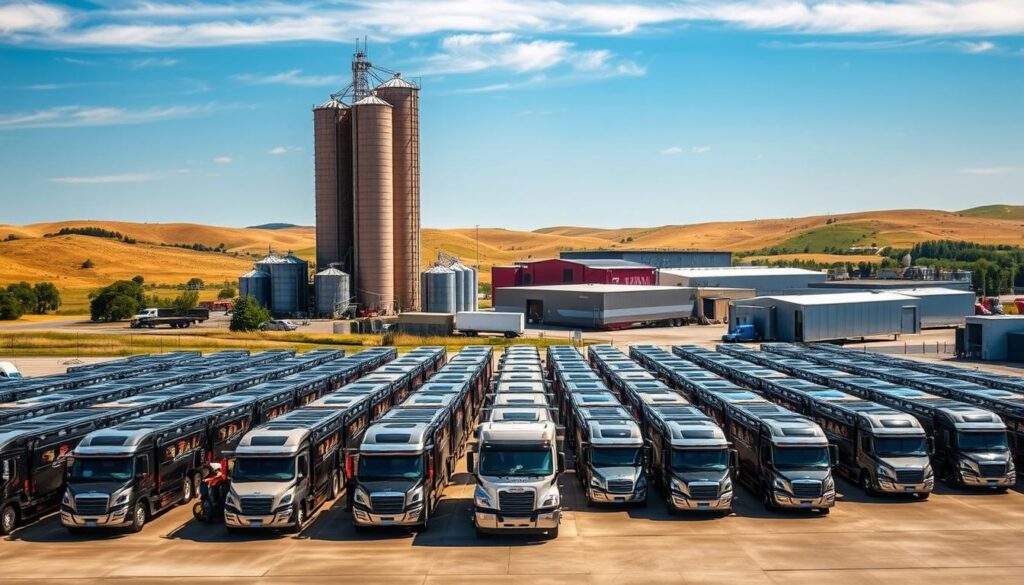 A well-lit, expansive scene of a bustling auto transport depot in Waxahachie, Ellis County. In the foreground, a fleet of sturdy, gleaming car carriers awaits their next load. Towering silos and warehouses loom in the middle ground, their robust architecture reflecting the region's industrial heritage. In the background, rolling hills and a clear blue sky set the scene, conveying a sense of reliability and local expertise. The overall atmosphere is one of efficient, specialized transport services tailored to the needs of the community. A well-lit, expansive scene of a bustling auto transport depot in Waxahachie, Ellis County. In the foreground, a fleet of sturdy, gleaming car carriers awaits their next load. Towering silos and warehouses loom in the middle ground, their robust architecture reflecting the region's industrial heritage. In the background, rolling hills and a clear blue sky set the scene, conveying a sense of reliability and local expertise. The overall atmosphere is one of efficient, specialized transport services tailored to the needs of the community.