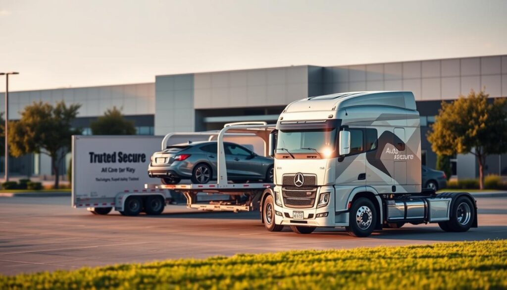 A well-lit, high-resolution image of a modern, reliable auto transport service in Katy, Texas. In the foreground, a large, safe and secure car carrier truck transports several vehicles, its exterior displaying the company's trusted branding. In the middle ground, the facility's secure loading and unloading zones, with attentive staff ensuring a smooth, streamlined process. The background features the company's clean, professional headquarters, with a welcoming entrance and ample parking. Warm, natural lighting creates a sense of trustworthiness and efficiency, while a subtle depth of field emphasizes the care and attention given to each vehicle. An atmosphere of professionalism, reliability, and customer satisfaction permeates the scene. A well-lit, high-resolution image of a modern, reliable auto transport service in Katy, Texas. In the foreground, a large, safe and secure car carrier truck transports several vehicles, its exterior displaying the company's trusted branding. In the middle ground, the facility's secure loading and unloading zones, with attentive staff ensuring a smooth, streamlined process. The background features the company's clean, professional headquarters, with a welcoming entrance and ample parking. Warm, natural lighting creates a sense of trustworthiness and efficiency, while a subtle depth of field emphasizes the care and attention given to each vehicle. An atmosphere of professionalism, reliability, and customer satisfaction permeates the scene.