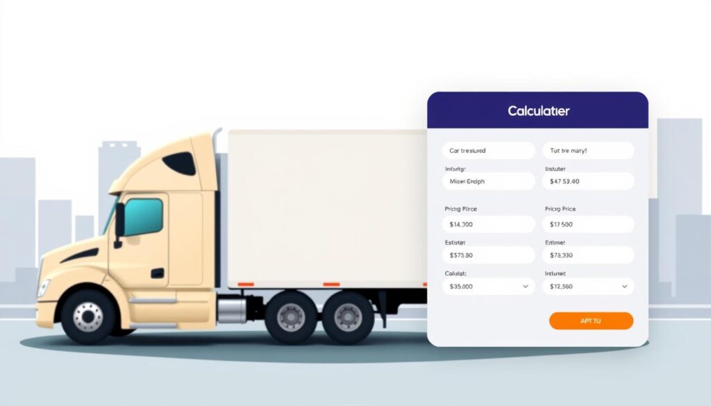 A well-lit, realistic digital illustration of a car shipping calculator interface, showcasing a sleek, modern design with a clean layout. The foreground features a prominently displayed calculator tool, with intuitive input fields, clear pricing estimates, and an easy-to-use layout. The middle ground depicts a side view of a car carrier truck, conveying the auto transport service. The background is a minimalist cityscape, hinting at the location of "Sherman" and the professional nature of the service. The overall mood is one of efficiency, reliability, and a user-friendly car shipping experience. A well-lit, realistic digital illustration of a car shipping calculator interface, showcasing a sleek, modern design with a clean layout. The foreground features a prominently displayed calculator tool, with intuitive input fields, clear pricing estimates, and an easy-to-use layout. The middle ground depicts a side view of a car carrier truck, conveying the auto transport service. The background is a minimalist cityscape, hinting at the location of "Sherman" and the professional nature of the service. The overall mood is one of efficiency, reliability, and a user-friendly car shipping experience.