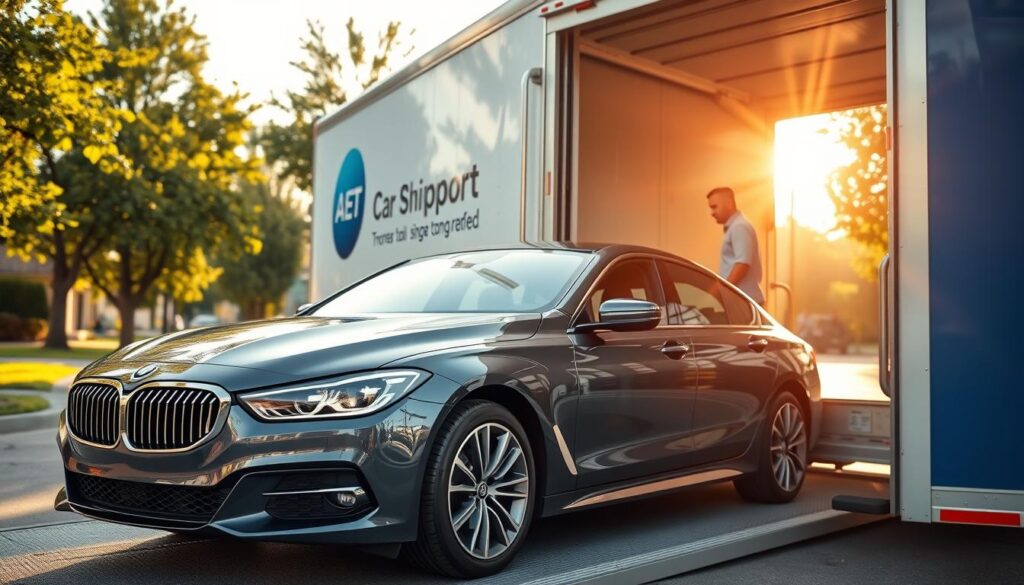 A well-maintained and trustworthy car shipping company, with a fleet of modern, enclosed transport trucks, stands prominently against a backdrop of a sun-dappled, tree-lined suburban street in Deer Park. The company's logo is emblazoned on the side of the truck, conveying professionalism and reliability. In the foreground, a gleaming, freshly washed luxury sedan is being carefully loaded onto the truck, its owner observing the process with a satisfied expression. The lighting is soft and natural, casting warm, golden tones across the scene, creating a sense of comfort and security. The overall atmosphere exudes a feeling of trust, quality, and exceptional service, befitting a company that takes pride in delivering vehicles safely to their destinations. A well-maintained and trustworthy car shipping company, with a fleet of modern, enclosed transport trucks, stands prominently against a backdrop of a sun-dappled, tree-lined suburban street in Deer Park. The company's logo is emblazoned on the side of the truck, conveying professionalism and reliability. In the foreground, a gleaming, freshly washed luxury sedan is being carefully loaded onto the truck, its owner observing the process with a satisfied expression. The lighting is soft and natural, casting warm, golden tones across the scene, creating a sense of comfort and security. The overall atmosphere exudes a feeling of trust, quality, and exceptional service, befitting a company that takes pride in delivering vehicles safely to their destinations.