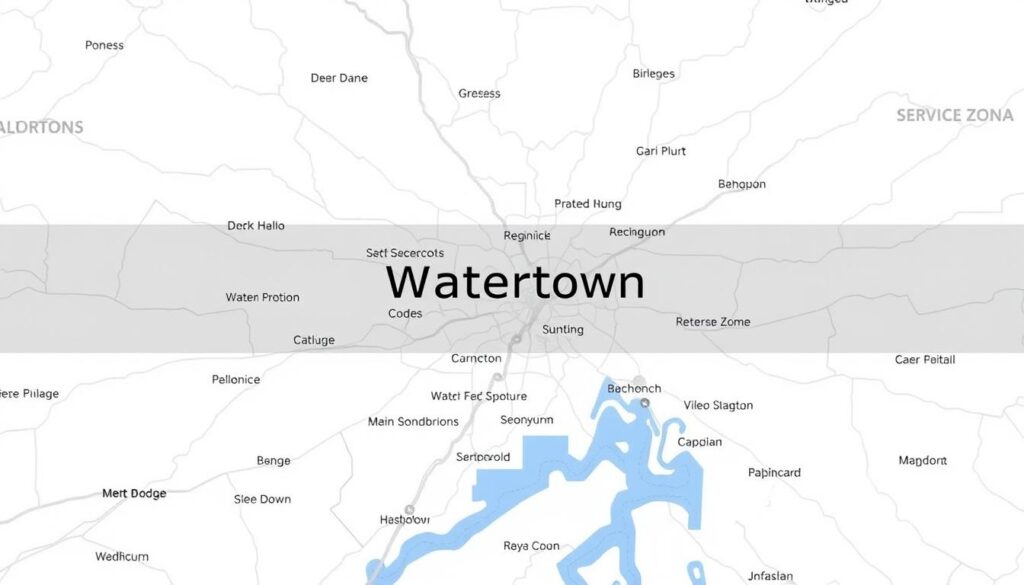 A detailed map of Watertown and its surrounding areas, showcasing the various service zones and ZIP codes covered by the expert car shipping and auto transport solutions. The map is presented in a clean, minimalist style, with clear boundaries, roads, and geographic features. The layout emphasizes the key service areas, using subtle color-coding and labeling to highlight the specific ZIP codes serviced. The image has a crisp, high-resolution appearance, with a neutral, professional tone that complements the article's subject matter. The lighting is soft and diffused, creating a sense of clarity and accessibility. The camera angle is slightly elevated, providing an overview perspective that allows the viewer to easily navigate the information presented. A detailed map of Watertown and its surrounding areas, showcasing the various service zones and ZIP codes covered by the expert car shipping and auto transport solutions. The map is presented in a clean, minimalist style, with clear boundaries, roads, and geographic features. The layout emphasizes the key service areas, using subtle color-coding and labeling to highlight the specific ZIP codes serviced. The image has a crisp, high-resolution appearance, with a neutral, professional tone that complements the article's subject matter. The lighting is soft and diffused, creating a sense of clarity and accessibility. The camera angle is slightly elevated, providing an overview perspective that allows the viewer to easily navigate the information presented.