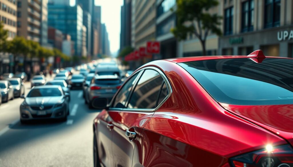 A gleaming red sedan, its chrome accents reflecting the sun's rays, stands prominently in the foreground. The vehicle is captured at a 3/4 angle, showcasing its sleek design and powerful stance. In the middle ground, a bustling city street unfolds, with other cars and buildings providing a dynamic urban backdrop. The lighting is crisp and natural, casting long shadows and highlighting the sedan's polished surfaces. The overall mood is one of movement and energy, conveying the excitement and reliability of car shipping and auto transport services in Douglas. A gleaming red sedan, its chrome accents reflecting the sun's rays, stands prominently in the foreground. The vehicle is captured at a 3/4 angle, showcasing its sleek design and powerful stance. In the middle ground, a bustling city street unfolds, with other cars and buildings providing a dynamic urban backdrop. The lighting is crisp and natural, casting long shadows and highlighting the sedan's polished surfaces. The overall mood is one of movement and energy, conveying the excitement and reliability of car shipping and auto transport services in Douglas.