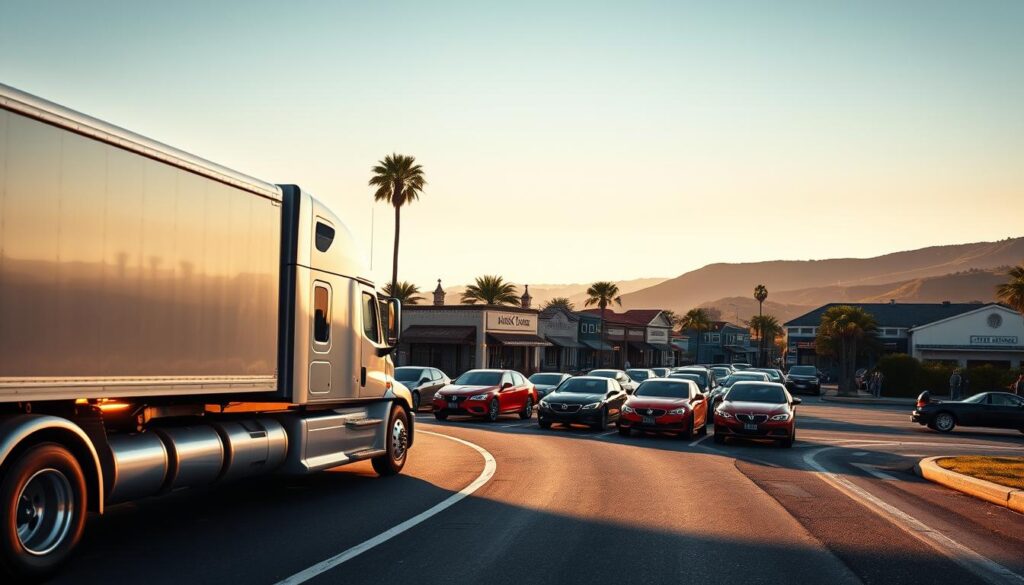 A picturesque coastal town nestled between rolling hills, St. Helens serves as an ideal origin or destination for auto transport. The prompt depicts a scenic car shipping operation unfolding against this backdrop. In the foreground, a large car carrier truck maneuvers gracefully, its pristine silver exterior gleaming in the warm afternoon sunlight. A cluster of freshly washed and polished vehicles await their journey, their vibrant colors reflected in the shimmering asphalt. In the middle ground, the town's historic architecture provides a charming setting, with quaint storefronts and swaying palm trees lining the streets. In the distance, the silhouette of the surrounding hills frames the scene, their verdant slopes bathed in a soft, golden glow. The overall mood is one of efficiency, tranquility, and the perfect combination of urban and natural elements that make St. Helens an ideal location for seamless auto transport. A picturesque coastal town nestled between rolling hills, St. Helens serves as an ideal origin or destination for auto transport. The prompt depicts a scenic car shipping operation unfolding against this backdrop. In the foreground, a large car carrier truck maneuvers gracefully, its pristine silver exterior gleaming in the warm afternoon sunlight. A cluster of freshly washed and polished vehicles await their journey, their vibrant colors reflected in the shimmering asphalt. In the middle ground, the town's historic architecture provides a charming setting, with quaint storefronts and swaying palm trees lining the streets. In the distance, the silhouette of the surrounding hills frames the scene, their verdant slopes bathed in a soft, golden glow. The overall mood is one of efficiency, tranquility, and the perfect combination of urban and natural elements that make St. Helens an ideal location for seamless auto transport.