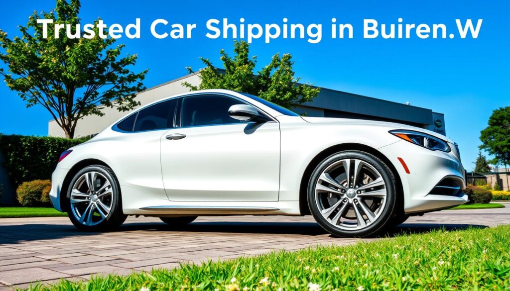A pristine, shiny car rests on a paved driveway, surrounded by lush greenery and a clear blue sky. The vehicle is positioned prominently, its sleek lines and polished chrome accents reflecting the sunlight. In the background, a modern, well-maintained building stands, suggesting a reputable car shipping company. The scene conveys a sense of professionalism, reliability, and attention to detail, perfectly capturing the essence of "Trusted Car Shipping in Burien, WA: Fast, Secure, and Hassle-Free." A pristine, shiny car rests on a paved driveway, surrounded by lush greenery and a clear blue sky. The vehicle is positioned prominently, its sleek lines and polished chrome accents reflecting the sunlight. In the background, a modern, well-maintained building stands, suggesting a reputable car shipping company. The scene conveys a sense of professionalism, reliability, and attention to detail, perfectly capturing the essence of "Trusted Car Shipping in Burien, WA: Fast, Secure, and Hassle-Free."