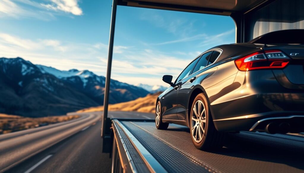 A rugged Wyoming landscape unfolds, framing a modern car transport truck navigating the winding mountain roads. The truck's glossy exterior reflects the vibrant blue sky and distant snow-capped peaks. In the foreground, a carefully loaded car sits securely on the flatbed, its polished finish gleaming in the warm afternoon light. The scene conveys a sense of reliable, expert transport, as if the car is being handled with the utmost care on its journey through the picturesque Wyoming terrain. A soft, golden hue bathes the entire composition, creating a welcoming, trustworthy atmosphere for the "Why Worland Drivers Choose Our Wyoming Auto Transport Experts" section. A rugged Wyoming landscape unfolds, framing a modern car transport truck navigating the winding mountain roads. The truck's glossy exterior reflects the vibrant blue sky and distant snow-capped peaks. In the foreground, a carefully loaded car sits securely on the flatbed, its polished finish gleaming in the warm afternoon light. The scene conveys a sense of reliable, expert transport, as if the car is being handled with the utmost care on its journey through the picturesque Wyoming terrain. A soft, golden hue bathes the entire composition, creating a welcoming, trustworthy atmosphere for the "Why Worland Drivers Choose Our Wyoming Auto Transport Experts" section.