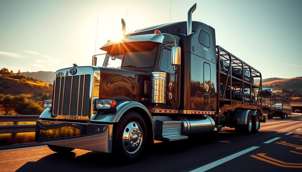 A sleek, lacey car carrier truck navigates the roads of Lacey, its metallic frame adorned with intricate patterns. The vehicle's chrome accents gleam under the warm, golden-hour sunlight, casting gentle shadows on the surrounding landscape. In the background, a picturesque backdrop of lush greenery and rolling hills sets the scene, conveying a sense of tranquility and small-town charm. The composition emphasizes the elegant, high-quality craftsmanship of the car shipping truck, reflecting the reliable and trustworthy auto transport services offered in the Lacey area. A sleek, lacey car carrier truck navigates the roads of Lacey, its metallic frame adorned with intricate patterns. The vehicle's chrome accents gleam under the warm, golden-hour sunlight, casting gentle shadows on the surrounding landscape. In the background, a picturesque backdrop of lush greenery and rolling hills sets the scene, conveying a sense of tranquility and small-town charm. The composition emphasizes the elegant, high-quality craftsmanship of the car shipping truck, reflecting the reliable and trustworthy auto transport services offered in the Lacey area.