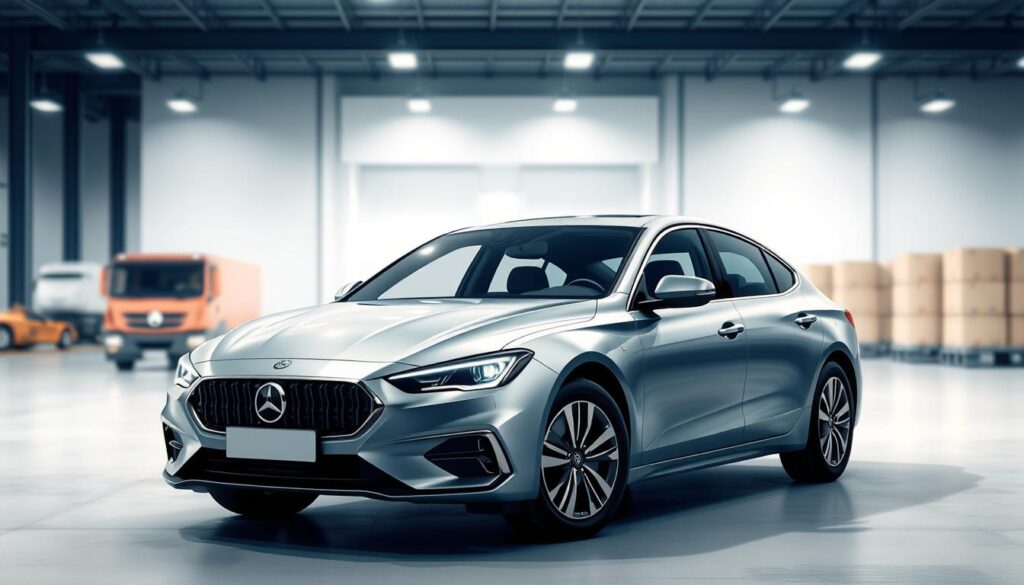 A sleek, modern car positioned prominently in the foreground, with a detailed rendering of its exterior features, including the make, model, and color. In the middle ground, a crisp, clean background showcasing a generic transportation or logistical setting, such as a shipping dock or warehouse, to convey the idea of car shipping and transportation. Soft, directional lighting creates a sense of depth and highlights the car's curves and details. The overall mood is professional, inviting, and conveys a sense of efficiency and reliability, reflecting the subject matter of the article. The composition is well-balanced, with the car taking up a significant portion of the frame to draw the viewer's attention. A sleek, modern car positioned prominently in the foreground, with a detailed rendering of its exterior features, including the make, model, and color. In the middle ground, a crisp, clean background showcasing a generic transportation or logistical setting, such as a shipping dock or warehouse, to convey the idea of car shipping and transportation. Soft, directional lighting creates a sense of depth and highlights the car's curves and details. The overall mood is professional, inviting, and conveys a sense of efficiency and reliability, reflecting the subject matter of the article. The composition is well-balanced, with the car taking up a significant portion of the frame to draw the viewer's attention.