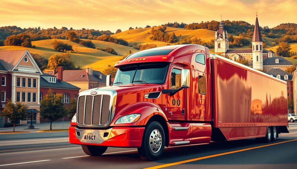 A vibrant, high-contrast image of a sleek, modern car transport truck against a backdrop of the historic buildings and scenic landscapes of Canandaigua, New York. The truck is prominently displayed in the foreground, its bold colors and clean lines creating a dynamic focal point. The middle ground features the rolling hills and tree-lined streets of the town, hinting at the picturesque setting. The background showcases the distinctive architecture and landmarks that define Canandaigua's charming, small-town character. Warm, diffused lighting casts a golden glow over the scene, conveying a sense of professionalism and reliability. The overall composition is balanced, with the car transport truck taking center stage and the surrounding environment complementing its presence. A vibrant, high-contrast image of a sleek, modern car transport truck against a backdrop of the historic buildings and scenic landscapes of Canandaigua, New York. The truck is prominently displayed in the foreground, its bold colors and clean lines creating a dynamic focal point. The middle ground features the rolling hills and tree-lined streets of the town, hinting at the picturesque setting. The background showcases the distinctive architecture and landmarks that define Canandaigua's charming, small-town character. Warm, diffused lighting casts a golden glow over the scene, conveying a sense of professionalism and reliability. The overall composition is balanced, with the car transport truck taking center stage and the surrounding environment complementing its presence.