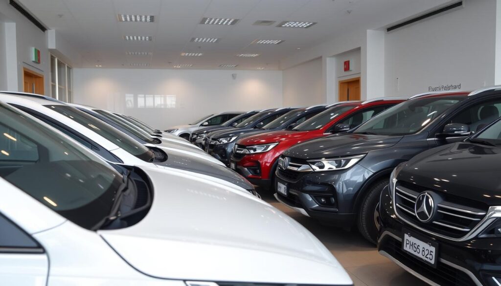 A well-lit, high-resolution photograph of a row of imported vehicles in a government registrar's office. The vehicles are parked in an orderly fashion, their make, model, and condition clearly visible. The background features clean, minimalist office decor, with a sense of bureaucratic efficiency. The lighting is even and natural, highlighting the details of the cars. The angle is slightly elevated, giving the viewer a comprehensive overview of the scene. The overall mood is one of formality and professionalism, conveying the regulatory process of importing vehicles into the country. A well-lit, high-resolution photograph of a row of imported vehicles in a government registrar's office. The vehicles are parked in an orderly fashion, their make, model, and condition clearly visible. The background features clean, minimalist office decor, with a sense of bureaucratic efficiency. The lighting is even and natural, highlighting the details of the cars. The angle is slightly elevated, giving the viewer a comprehensive overview of the scene. The overall mood is one of formality and professionalism, conveying the regulatory process of importing vehicles into the country.
