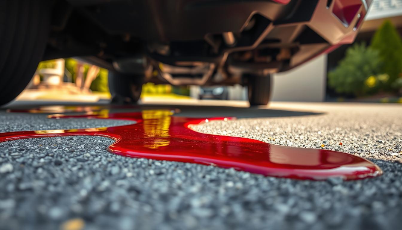 transmission fluid leak red oil under car
