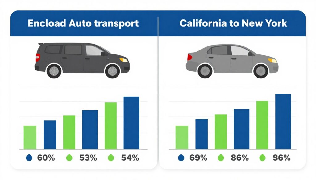 Cost comparison chart showing open versus enclosed auto transport pricing