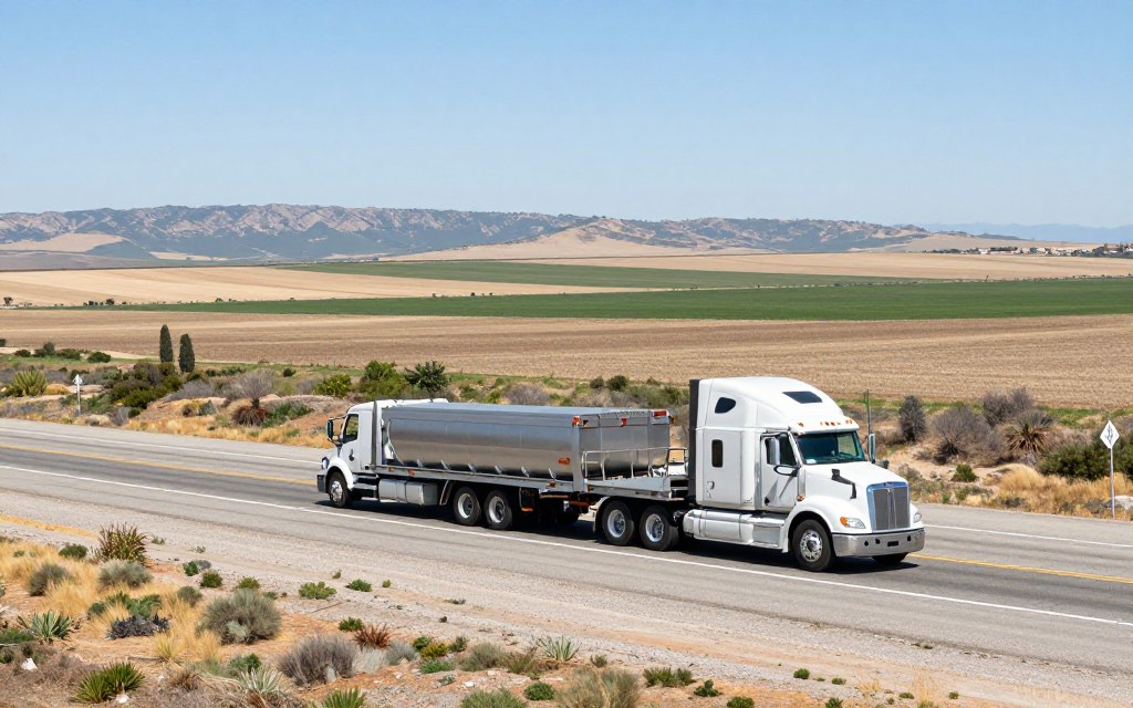 Fresno Central Valley location with auto transport carrier on highway