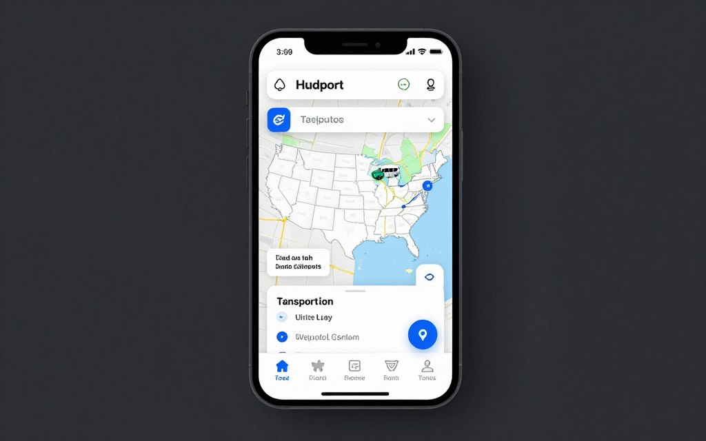 Mobile phone showing vehicle tracking app with GPS location