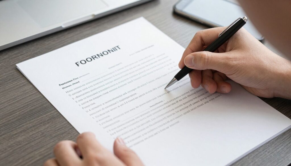 Person carefully reviewing auto transport contract documents