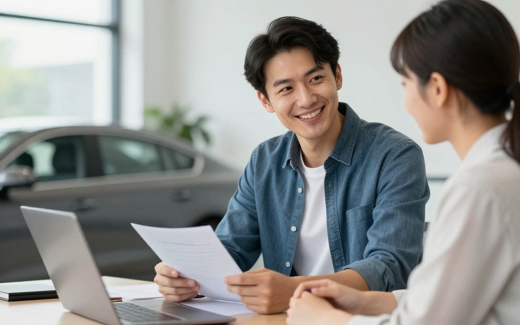 Professional car shipping consultation between transport specialist and customer