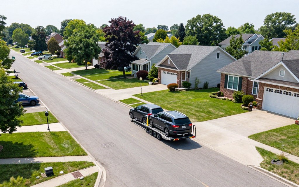 Rochester New York suburban delivery location with clear street access