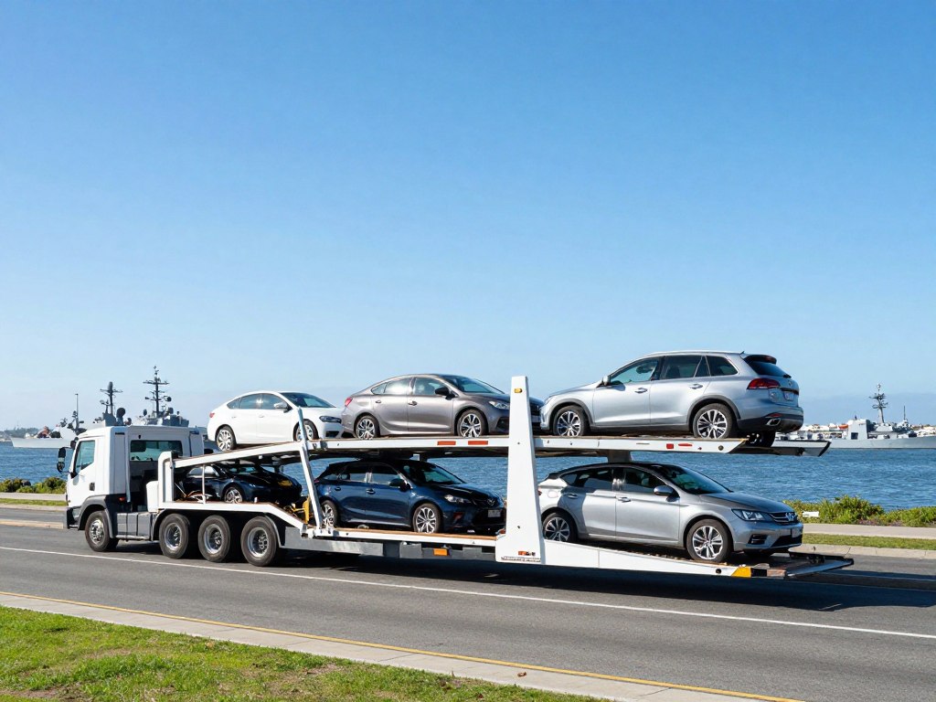 San Diego harbor area with vehicle shipping preparation