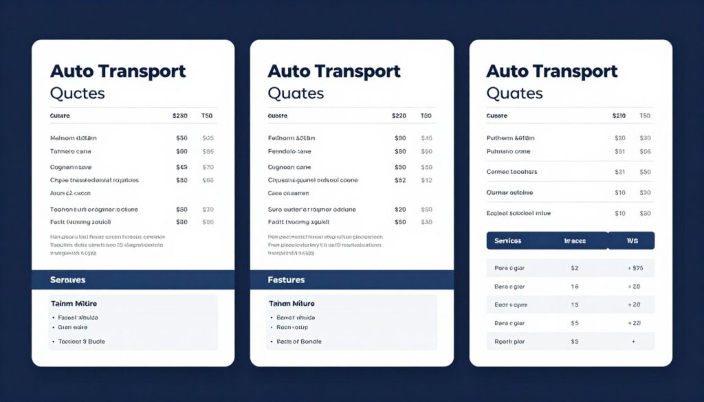 Side by side comparison of multiple auto transport company quotes