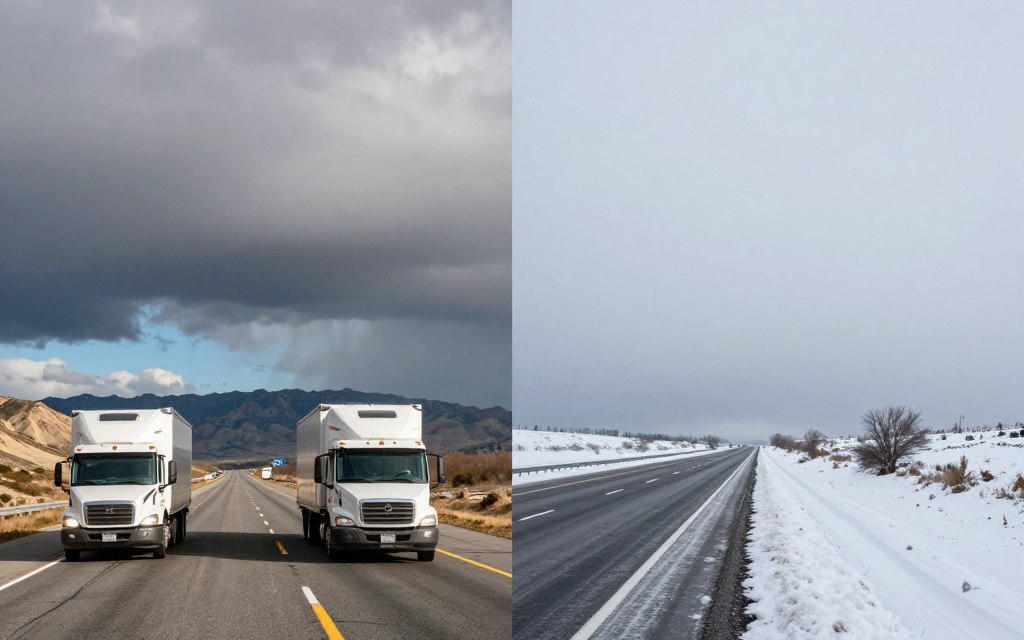 Weather conditions affecting auto transport routes from California to New York
